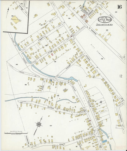 Sanborn Fire Insurance Map from Little Falls, Herkimer County, New York (1918), Sheet #0016 - Complete Map Set gallery image, historic Sanborn map, vintage wall art, New York New York
