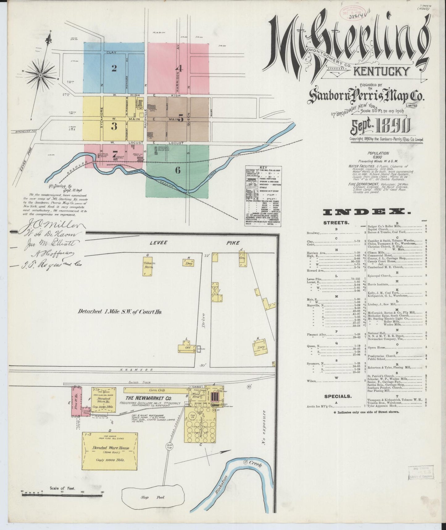Sanborn Fire Insurance Map from Mount Sterling, Montgomery County, Kentucky (1890), Sheet #0001 - Historic Sanborn Fire Insurance Map Print, vintage old map wall art, antique decor, genealogy gift, Kentucky Kentucky map