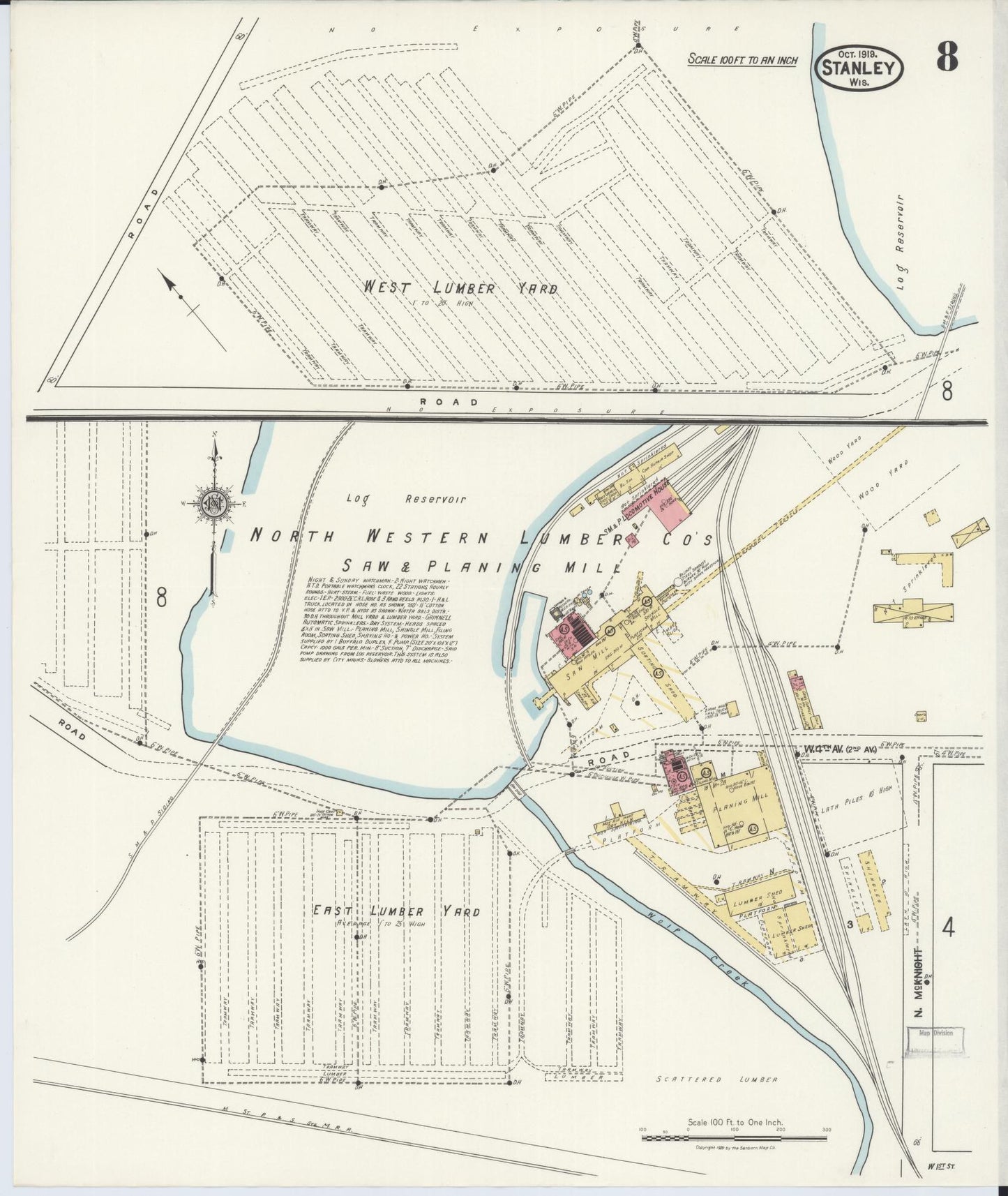 Sanborn Fire Insurance Map from Stanley, Chippewa County, Wisconsin (1919), Sheet #0008 - Complete Map Set gallery image, historic Sanborn map, vintage wall art, Wisconsin Wisconsin