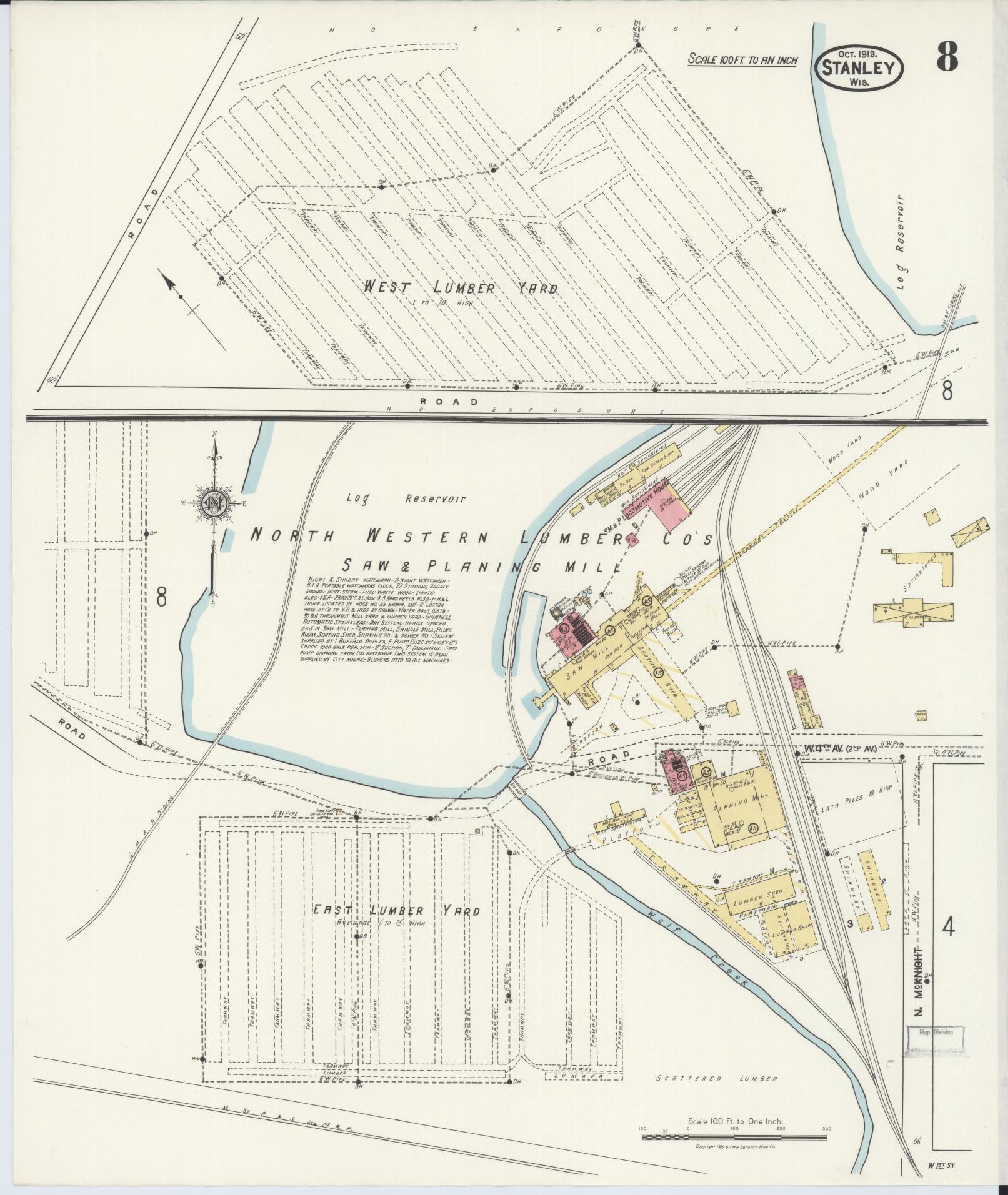 Sanborn Fire Insurance Map from Stanley, Chippewa County, Wisconsin (1919), Sheet #0008 - Complete Map Set gallery image, historic Sanborn map, vintage wall art, Wisconsin Wisconsin