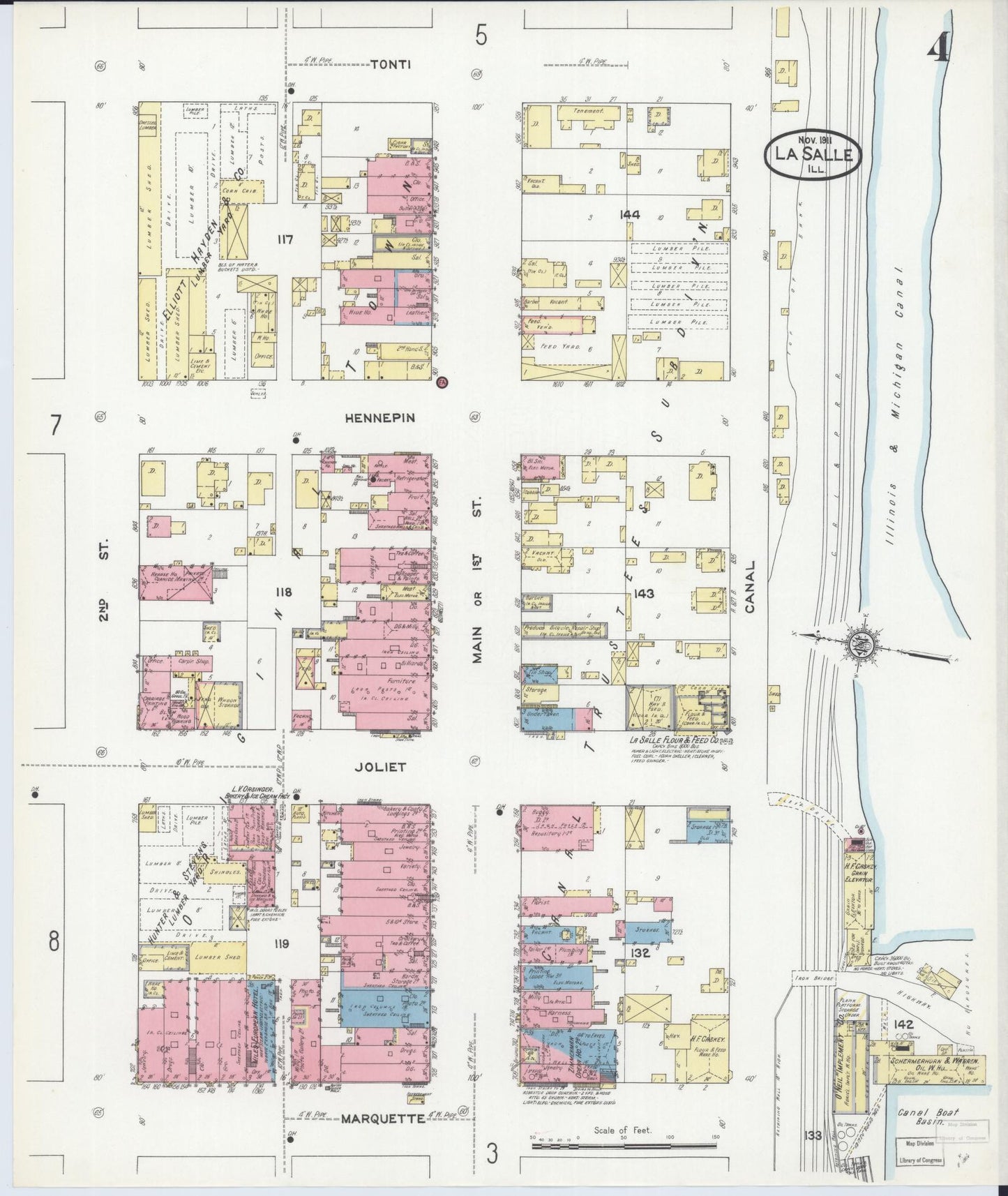 Sanborn Fire Insurance Map from La Salle, La Salle County, Illinois (1911), Sheet #0004 - Historic Sanborn Fire Insurance Map Print, vintage old map wall art, antique decor, genealogy gift, Illinois Illinois map