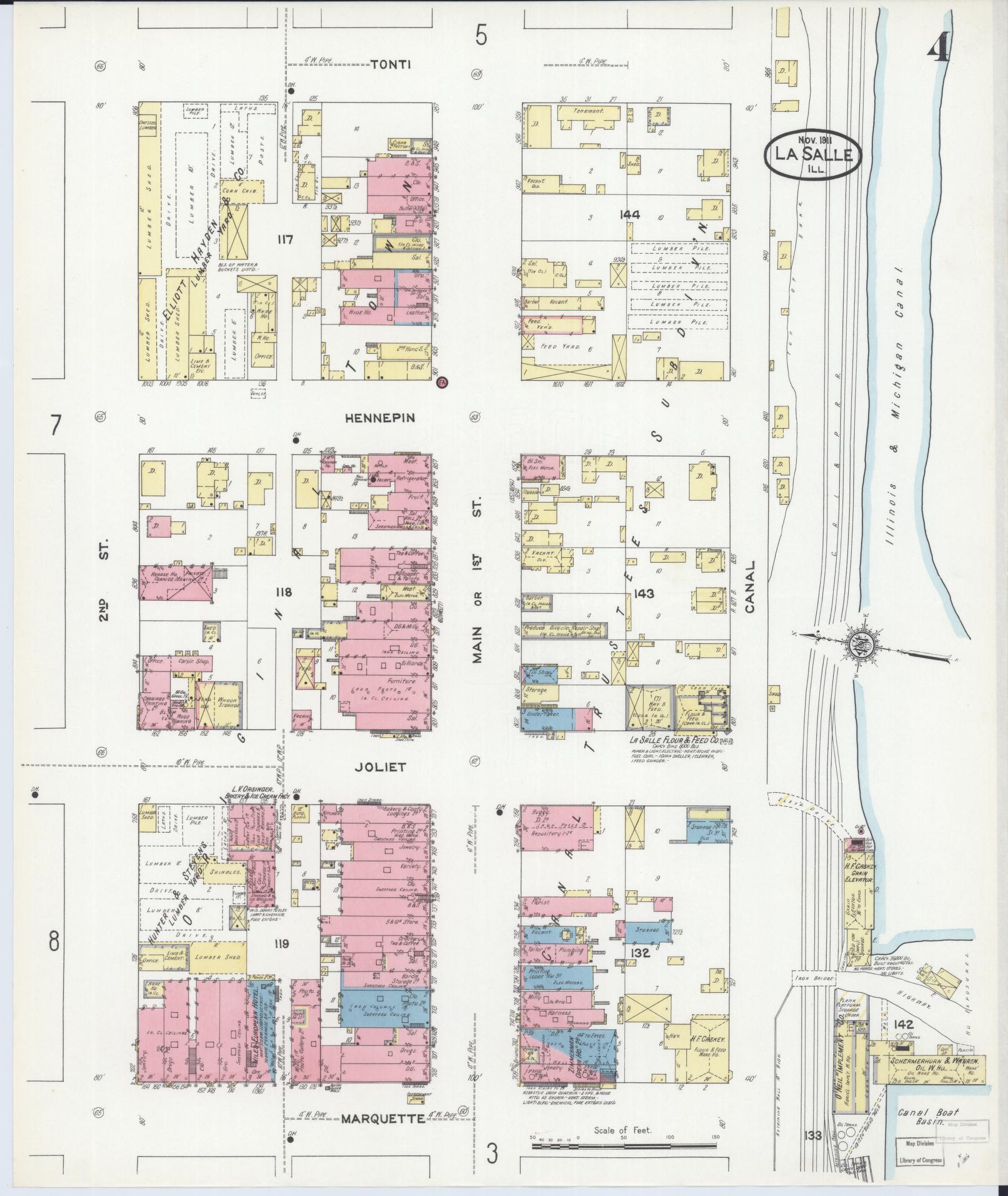 Sanborn Fire Insurance Map from La Salle, La Salle County, Illinois (1911), Sheet #0004 - Historic Sanborn Fire Insurance Map Print, vintage old map wall art, antique decor, genealogy gift, Illinois Illinois map