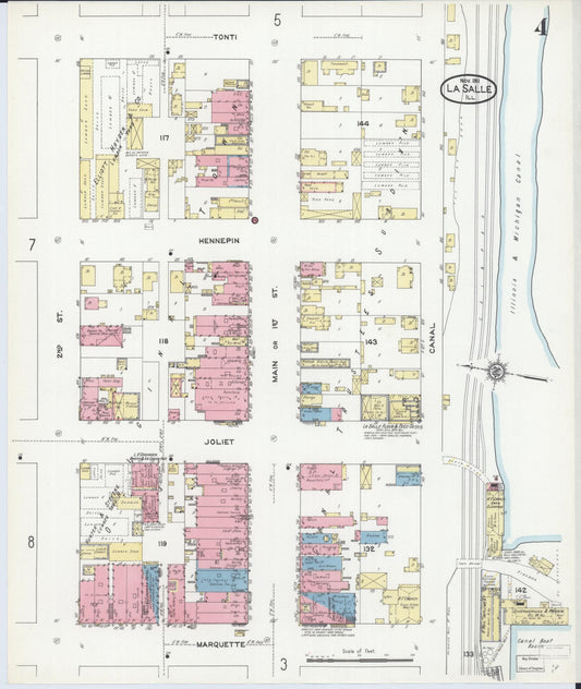 Sanborn Fire Insurance Map from La Salle, La Salle County, Illinois (1911), Sheet #0004 - Historic Sanborn Fire Insurance Map Print, vintage old map wall art, antique decor, genealogy gift, Illinois Illinois map