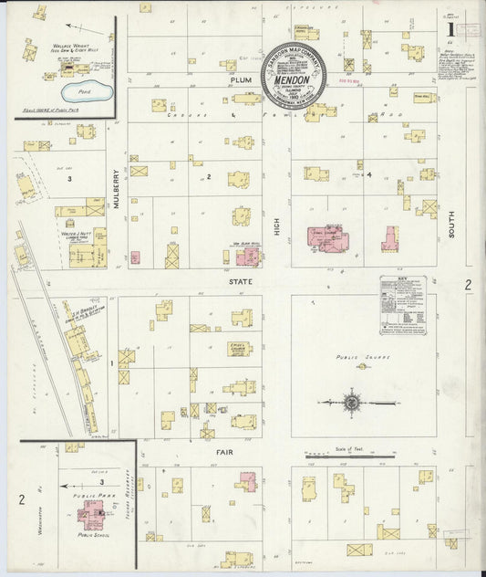 Sanborn Fire Insurance Map from Mendon, Adams County, Illinois (1910), Sheet #0001 - Historic Sanborn Fire Insurance Map Print, vintage old map wall art, antique decor, genealogy gift, Illinois Illinois map