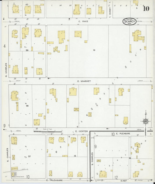Sanborn Fire Insurance Map from Searcy, White County, Arkansas (1919), Sheet #0010 - Historic Sanborn Fire Insurance Map Print, vintage old map wall art, antique decor, genealogy gift, Arkansas Arkansas map