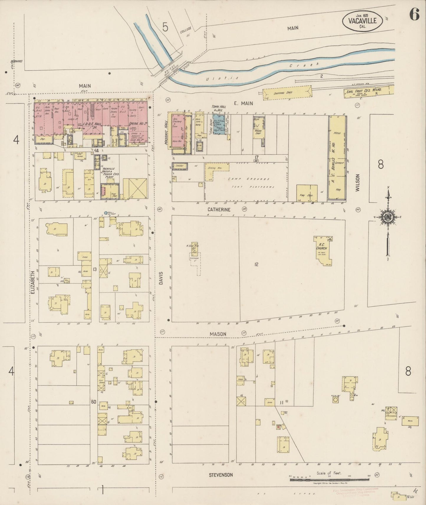 Sanborn Fire Insurance Map from Vacaville, Solano County, California (1920), Sheet #0006 - Complete Map Set gallery image, historic Sanborn map, vintage wall art, California California