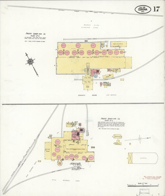 Sanborn Fire Insurance Map from Corona, Riverside County, California (1911), Sheet #0017 - Historic Sanborn Fire Insurance Map Print, vintage old map wall art, antique decor, genealogy gift, California California map