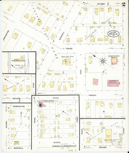 Sanborn Fire Insurance Map from Neola, Pottawattamie County, Iowa (1908), Sheet #0002 - Historic Sanborn Fire Insurance Map Print, vintage old map wall art