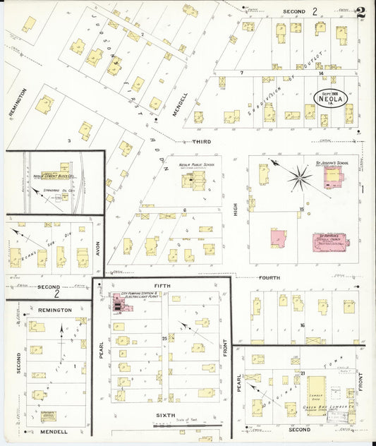 Sanborn Fire Insurance Map from Neola, Pottawattamie County, Iowa (1908), Sheet #0002 - Historic Sanborn Fire Insurance Map Print, vintage old map wall art