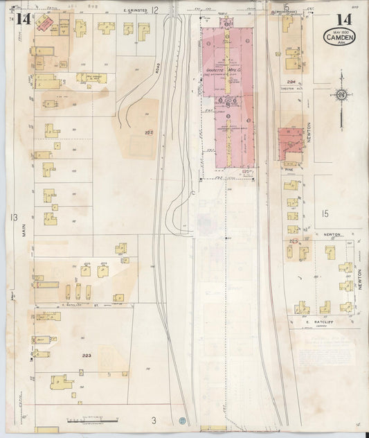 Sanborn Fire Insurance Map from Camden, Ouachita County, Arkansas (1948), Sheet #0014 - Historic Sanborn Fire Insurance Map Print, vintage old map wall art, antique decor, genealogy gift, Arkansas Arkansas map