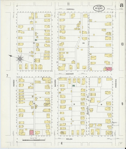 Sanborn Fire Insurance Map from Kane, McKean County, Pennsylvania (1909), Sheet #0008 - Historic Sanborn Fire Insurance Map Print, vintage old map wall art, antique decor, genealogy gift, Pennsylvania Pennsylvania map