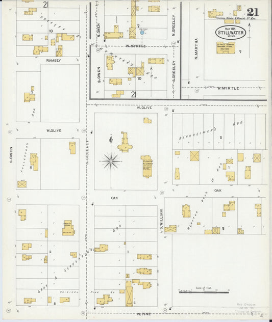Sanborn Fire Insurance Map from Stillwater, Washington County, Minnesota (1904), Sheet #0021 - Historic Sanborn Fire Insurance Map Print, vintage old map wall art, antique decor, genealogy gift, Minnesota Minnesota map