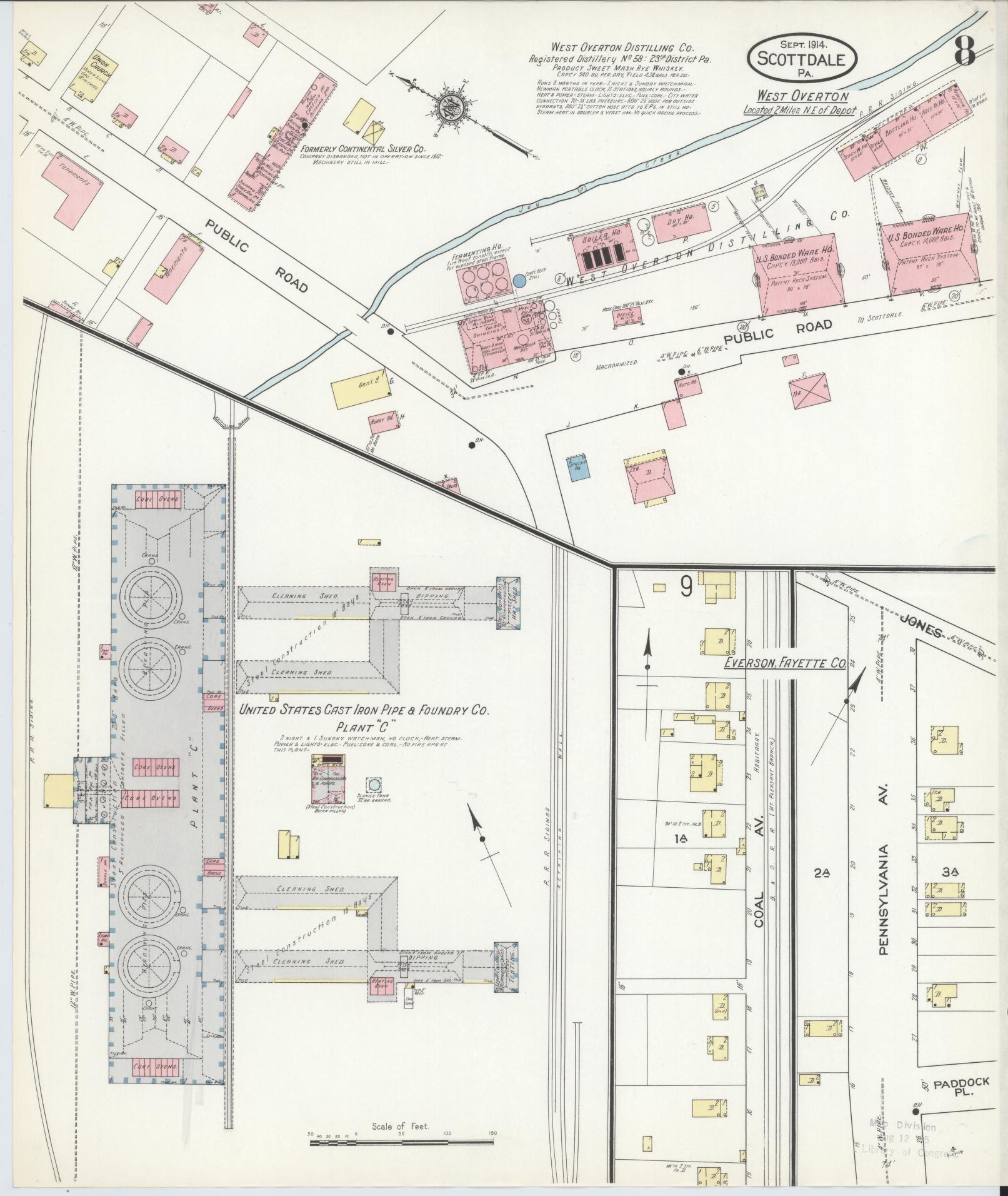 Sanborn Fire Insurance Map from Scottdale, Westmoreland County, Pennsylvania (1914), Sheet #0008 - Complete Map Set gallery image, historic Sanborn map, vintage wall art, Pennsylvania Pennsylvania