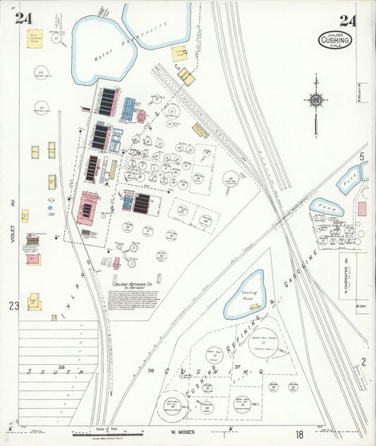 Sanborn Fire Insurance Map from Cushing, Payne County, Oklahoma (1924), Sheet #0024 - Historic Sanborn Fire Insurance Map Print, vintage old map wall art, antique decor, genealogy gift, Oklahoma Oklahoma map