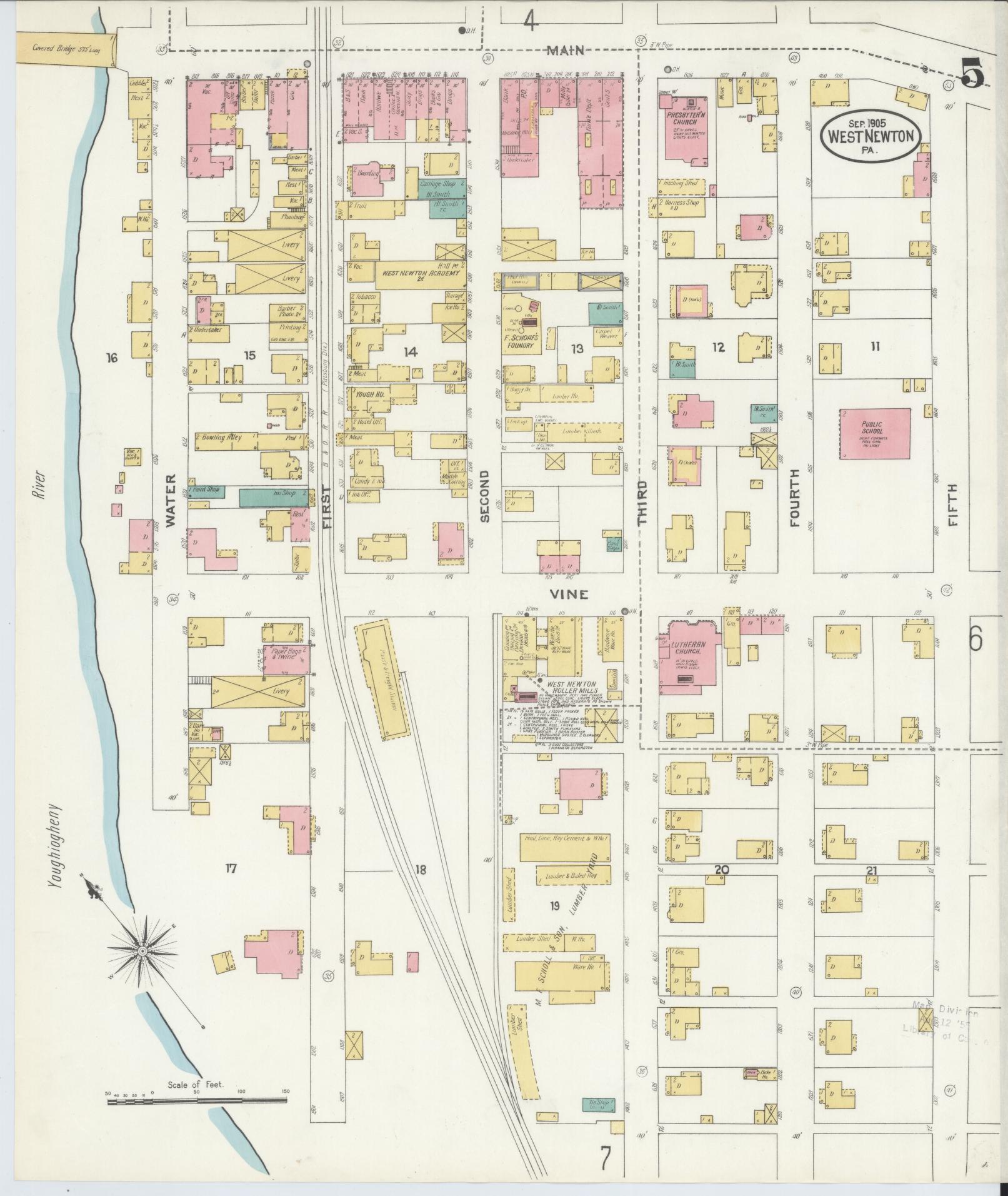 Sanborn Fire Insurance Map from West Newton, Westmoreland County, Pennsylvania (1905), Sheet #0005 - Historic Sanborn Fire Insurance Map Print, vintage old map wall art, antique decor, genealogy gift, Pennsylvania Pennsylvania map