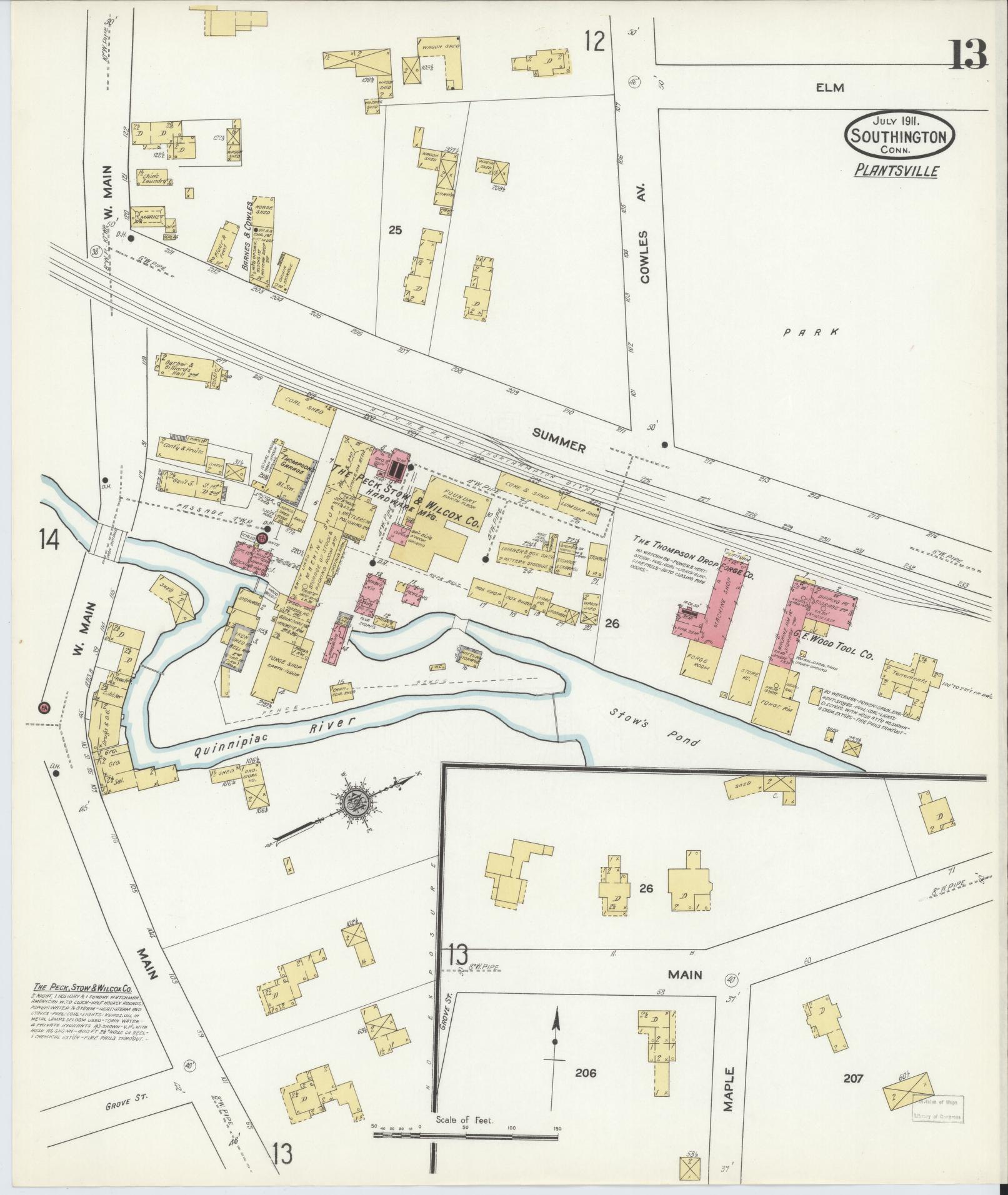 Sanborn Fire Insurance Map from Southington, Hartford County, Connecticut (1911), Sheet #0013 - Complete Map Set gallery image, historic Sanborn map, vintage wall art, Connecticut Connecticut