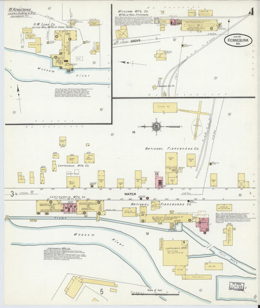 Sanborn Fire Insurance Map from Kennebunk, York County, Maine (1911), Sheet #0004 - Historic Sanborn Fire Insurance Map Print, vintage old map wall art, antique decor, genealogy gift, Maine Maine map