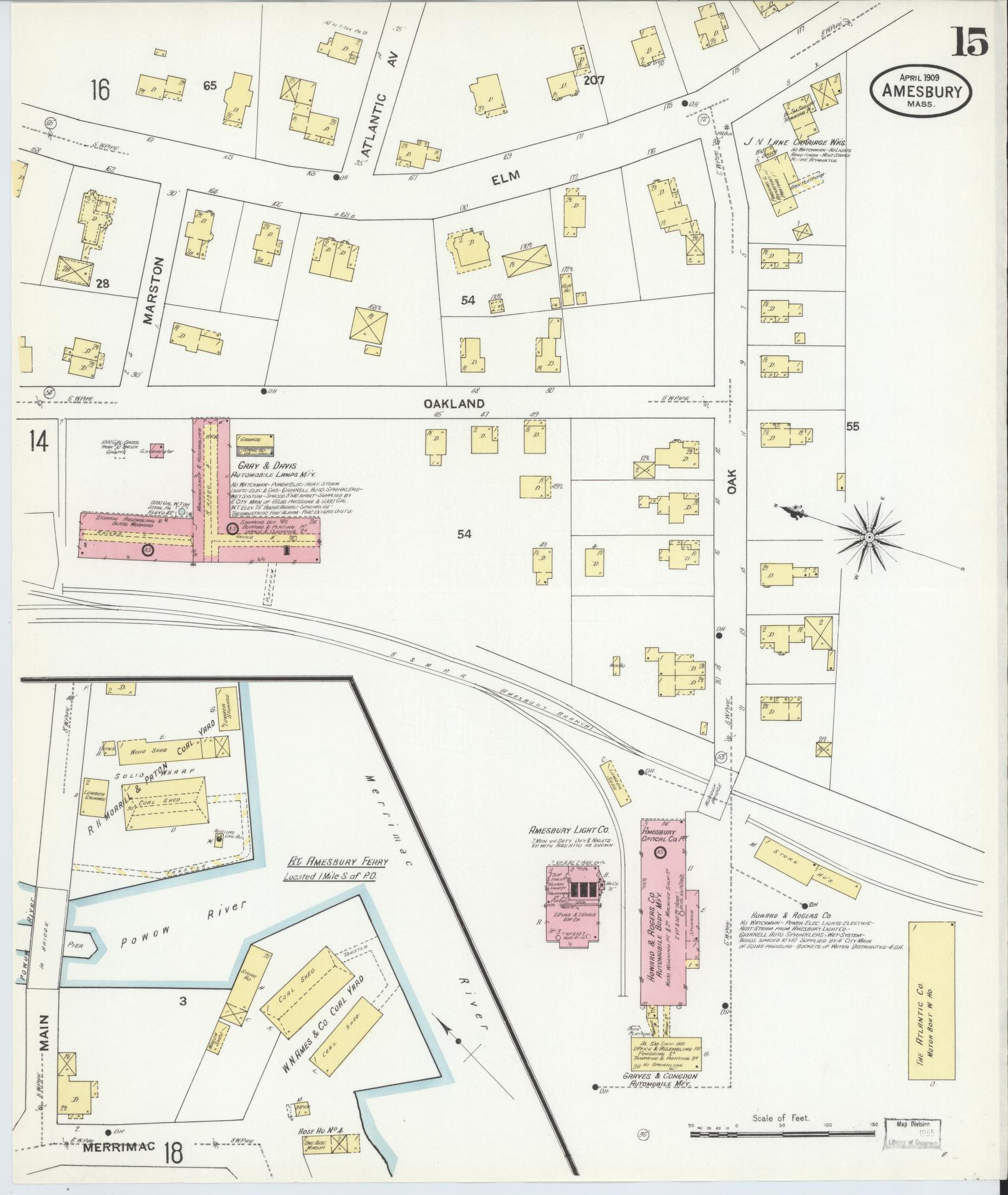 Sanborn Fire Insurance Map from Amesbury, Essex County, Massachusetts (1909), Sheet #0015 - Complete Map Set gallery image, historic Sanborn map, vintage wall art, Massachusetts Massachusetts
