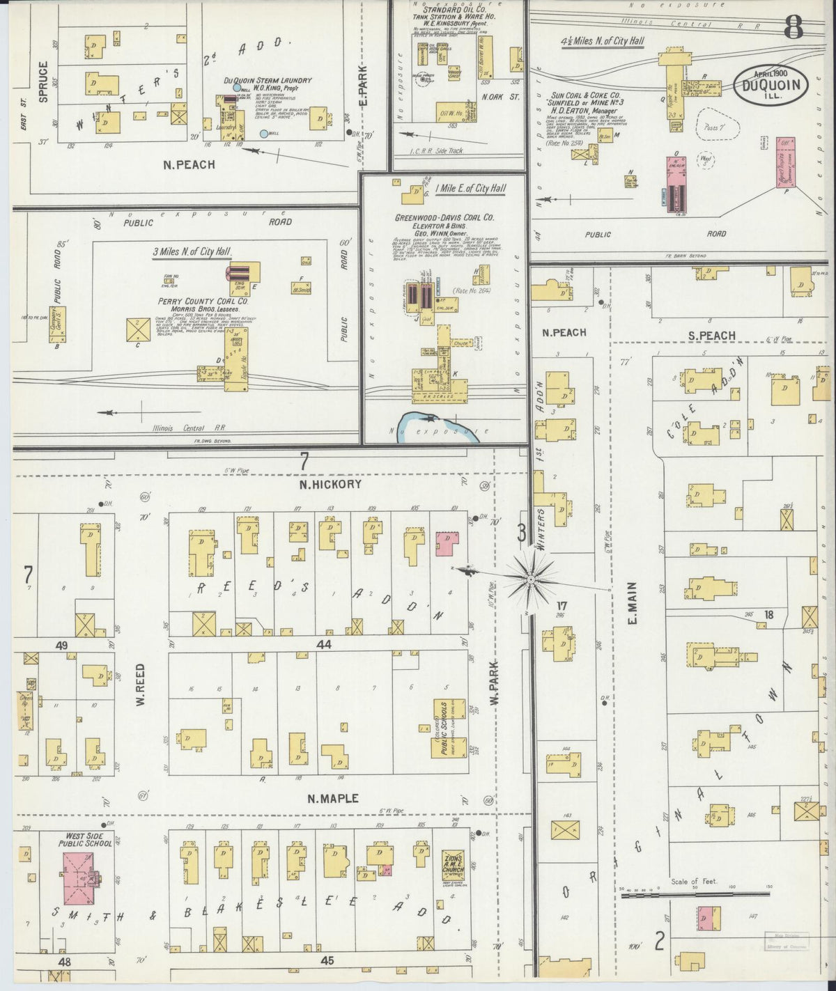 Sanborn Fire Insurance Map from Du Quoin, Perry County, Illinois (1900), Sheet #0008 - Complete Map Set gallery image, historic Sanborn map, vintage wall art, Illinois Illinois
