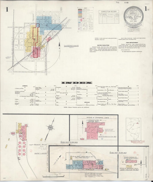 Sanborn Fire Insurance Map from Coal City, Grundy County, Illinois (1943), Sheet #0001 - Complete Map Set gallery image, historic Sanborn map, vintage wall art, Illinois Illinois