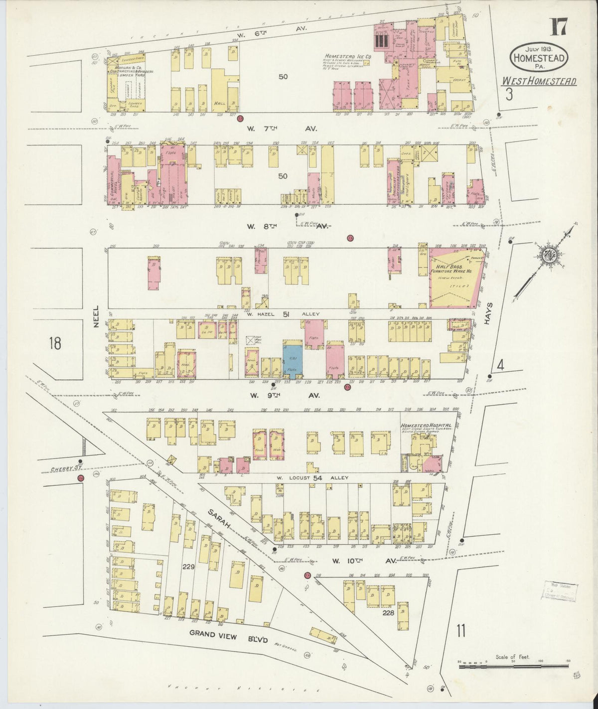 Sanborn Fire Insurance Map from Homestead, Allegheny County, Pennsylvania (1913), Sheet #0017 - Complete Map Set gallery image, historic Sanborn map, vintage wall art, Pennsylvania Pennsylvania