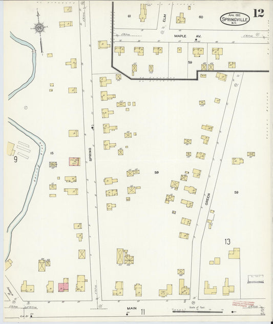 Sanborn Fire Insurance Map from Springville, Erie County, New York (1912), Sheet #0012 - Historic Sanborn Fire Insurance Map Print, vintage old map wall art, antique decor, genealogy gift, New York New York map