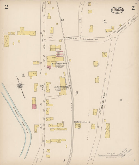 Sanborn Fire Insurance Map from Lisbon, Grafton County, New Hampshire (1922), Sheet #0002 - Historic Sanborn Fire Insurance Map Print, vintage old map wall art, antique decor, genealogy gift, New Hampshire New Hampshire map
