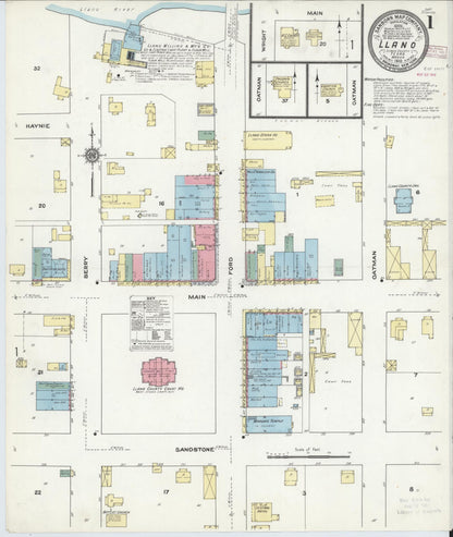 Sanborn Fire Insurance Map from Llano, Llano County, Texas (1910), Sheet #0001 - Historic Sanborn Fire Insurance Map Print, vintage old map wall art, antique decor, genealogy gift, Texas Texas map