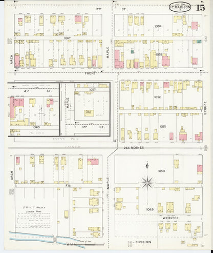 Sanborn Fire Insurance Map from Fort Madison, Lee County, Iowa (1894), Sheet #0015 - Historic Sanborn Fire Insurance Map Print