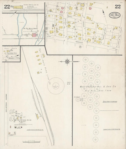 Sanborn Fire Insurance Map from Del Rio, Val Verde County, Texas (1930), Sheet #0022 - Complete Map Set gallery image, historic Sanborn map, vintage wall art, Texas Texas