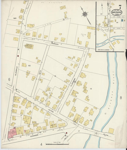 Sanborn Fire Insurance Map from Maynard, Middlesex County, Massachusetts (1915), Sheet #0007 - Complete Map Set gallery image, historic Sanborn map, vintage wall art, Massachusetts Massachusetts