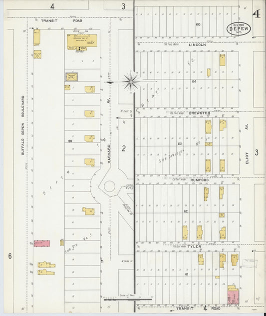 Sanborn Fire Insurance Map from Depew, Erie County, New York (1905), Sheet #0004 - Historic Sanborn Fire Insurance Map Print, vintage old map wall art, antique decor, genealogy gift, New York New York map