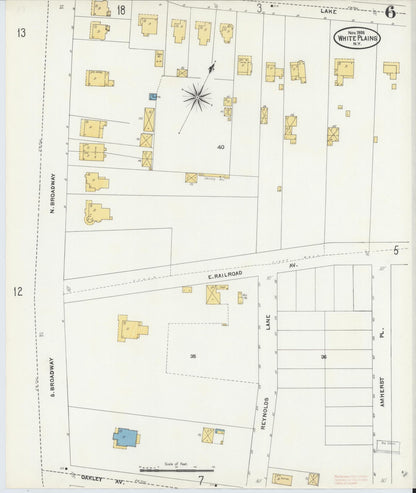 Sanborn Fire Insurance Map from White Plains, Westchester County, New York (1905), Sheet #0006 - Complete Map Set gallery image, historic Sanborn map, vintage wall art, New York New York