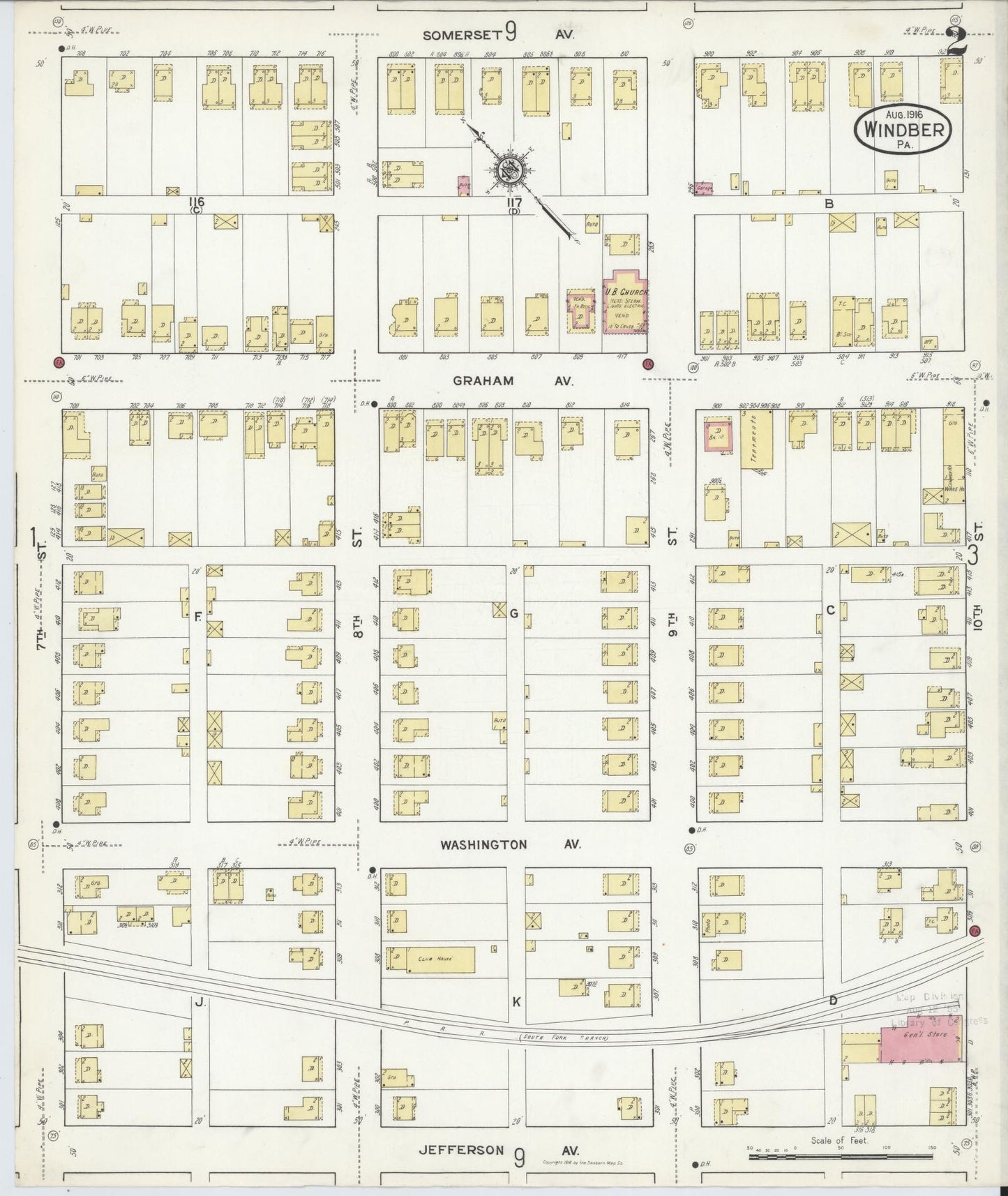 Sanborn Fire Insurance Map from Windber, Somerset County, Pennsylvania (1916), Sheet #0002 - Complete Map Set gallery image, historic Sanborn map, vintage wall art, Pennsylvania Pennsylvania