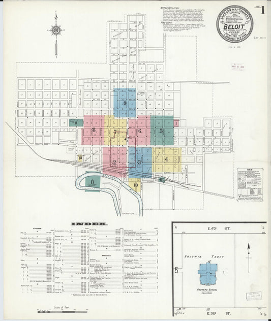 Sanborn Fire Insurance Map from Beloit, Mitchell County, Kansas (1911), Sheet #0001 - Complete Map Set gallery image, historic Sanborn map, vintage wall art, Kansas Kansas