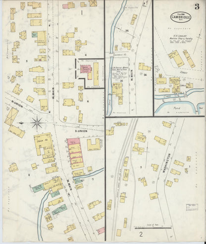 Sanborn Fire Insurance Map from Cambridge, Washington County, New York (1898), Sheet #0003 - Historic Sanborn Fire Insurance Map Print, vintage old map wall art, antique decor, genealogy gift, New York New York map