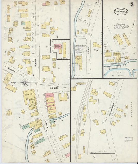 Sanborn Fire Insurance Map from Cambridge, Washington County, New York (1898), Sheet #0003 - Historic Sanborn Fire Insurance Map Print, vintage old map wall art, antique decor, genealogy gift, New York New York map