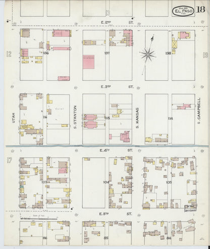 Sanborn Fire Insurance Map from El Paso, El Paso County, Texas (1893), Sheet #0018 - Complete Map Set gallery image, historic Sanborn map, vintage wall art, Texas Texas