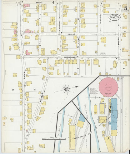 Sanborn Fire Insurance Map from Grafton, Taylor County, West Virginia (1902), Sheet #0005 - Complete Map Set gallery image, historic Sanborn map, vintage wall art, West Virginia West Virginia