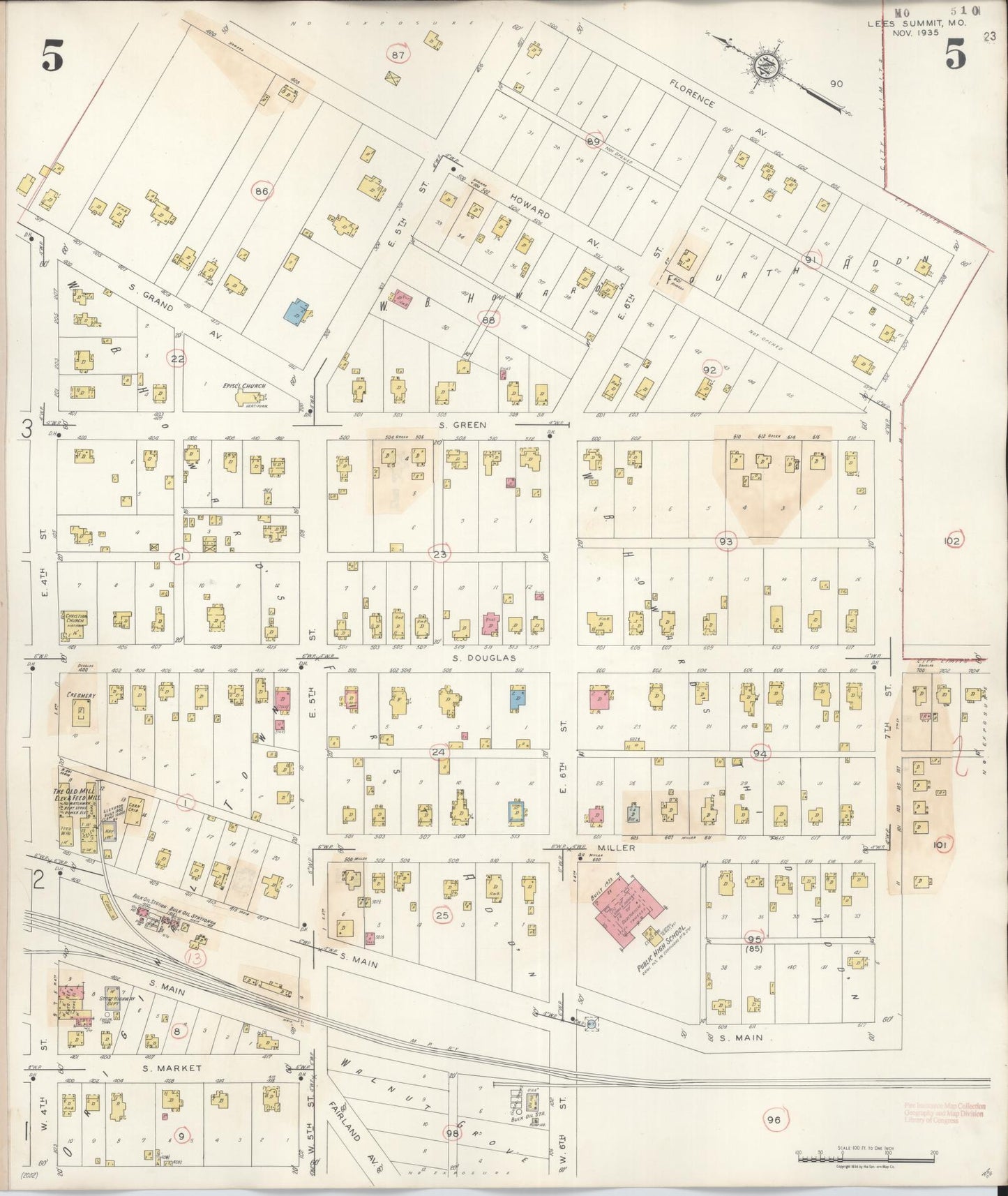 Sanborn Fire Insurance Map from Lee's Summit, Jackson County, Missouri (1945), Sheet #0005 - Complete Map Set gallery image, historic Sanborn map, vintage wall art, Missouri Missouri