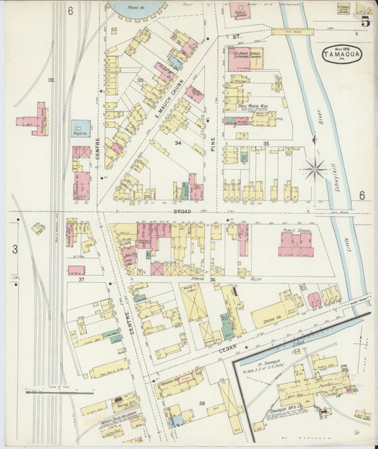 Sanborn Fire Insurance Map from Tamaqua, Schuylkill County, Pennsylvania (1896), Sheet #0005 - Historic Sanborn Fire Insurance Map Print, vintage old map wall art, antique decor, genealogy gift, Pennsylvania Pennsylvania map