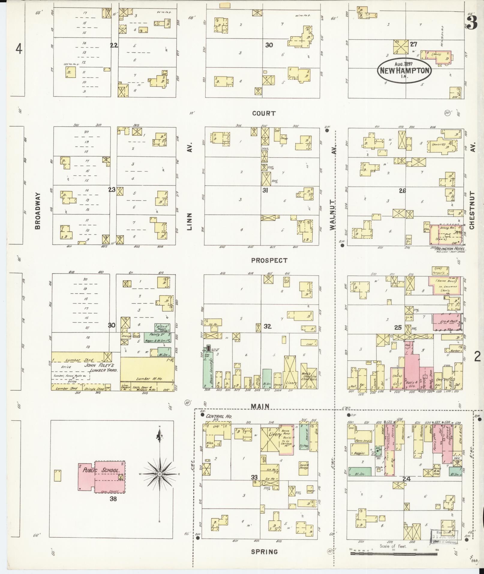 Sanborn Fire Insurance Map from New Hampton, Chickasaw County, Iowa (1897), Sheet #0003 - Historic Sanborn Fire Insurance Map Print