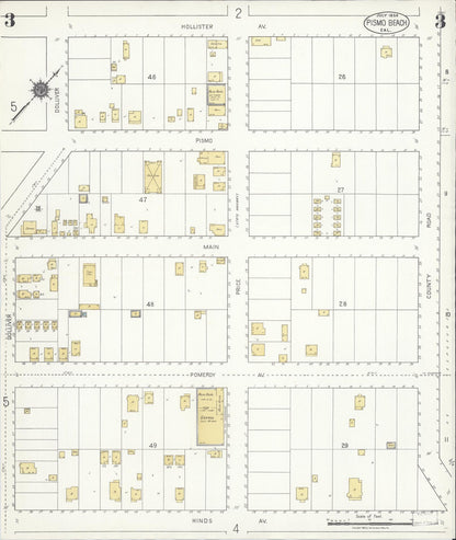 Sanborn Fire Insurance Map from Pismo Beach, San Luis Obispo County, California (1924), Sheet #0003 - Complete Map Set gallery image, historic Sanborn map, vintage wall art, California California