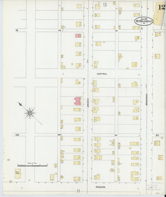 Sanborn Fire Insurance Map from Reynoldsville, Jefferson County, Pennsylvania (1906), Sheet #0012 - Historic Sanborn Fire Insurance Map Print, vintage old map wall art, antique decor, genealogy gift, Pennsylvania Pennsylvania map