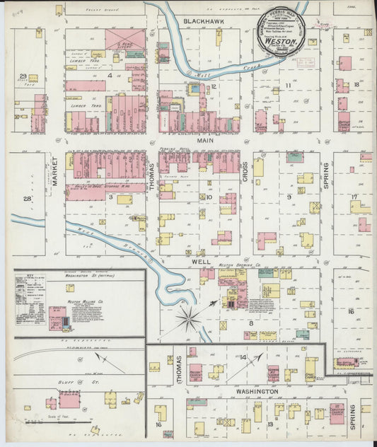 Sanborn Fire Insurance Map from Weston, Platte County, Missouri (1892), Sheet #0001 - Historic Sanborn Fire Insurance Map Print, vintage old map wall art, antique decor, genealogy gift, Missouri Missouri map
