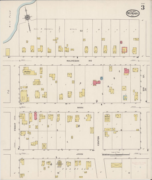 Sanborn Fire Insurance Map from McHenry, McHenry County, Illinois (1922), Sheet #0003 - Historic Sanborn Fire Insurance Map Print, vintage old map wall art, antique decor, genealogy gift, Illinois Illinois map
