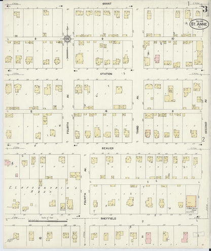 Sanborn Fire Insurance Map from Saint Anne, Kankakee County, Illinois (1912), Sheet #0003 - Complete Map Set gallery image, historic Sanborn map, vintage wall art, Illinois Illinois