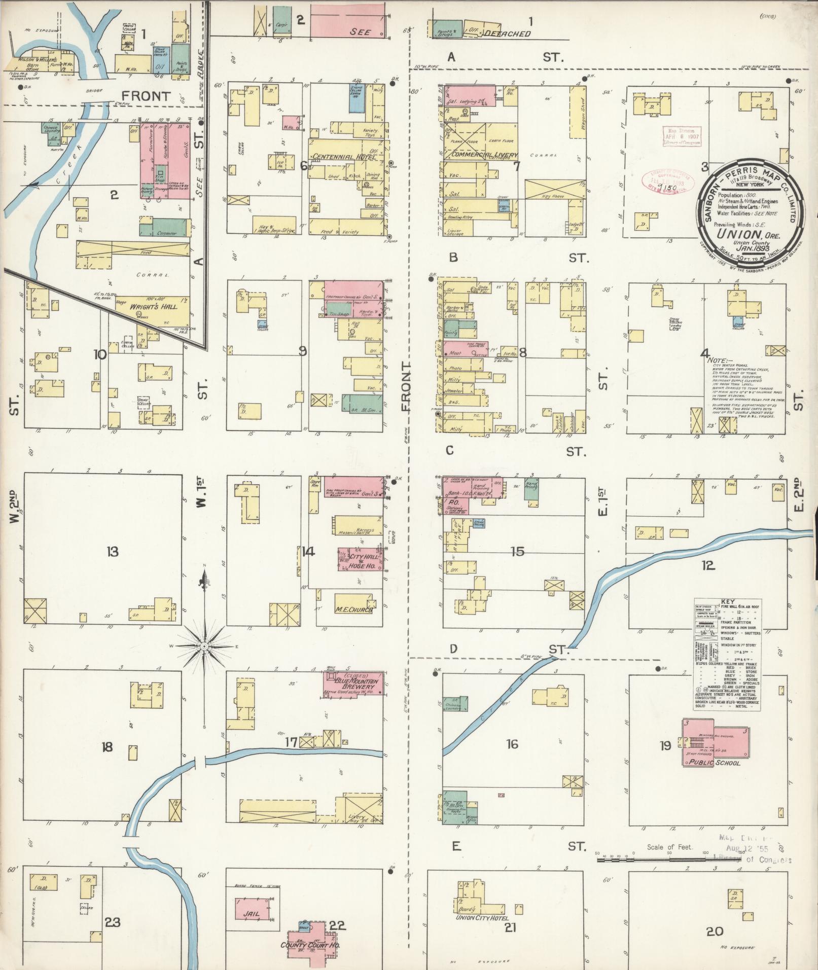 Sanborn Fire Insurance Map from Union, Union County, Oregon (1893), Sheet #0001 - Historic Sanborn Fire Insurance Map Print, vintage old map wall art, antique decor, genealogy gift, Oregon Oregon map