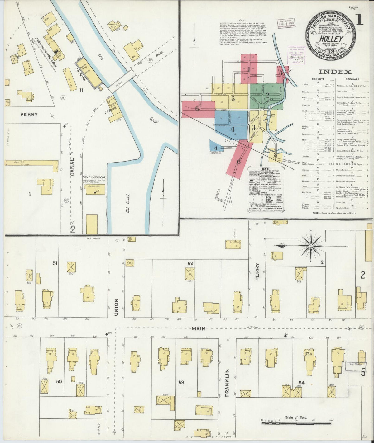 Sanborn Fire Insurance Map from Holley, Orleans County, New York (1904), Sheet #0001 - Complete Map Set gallery image, historic Sanborn map, vintage wall art, New York New York