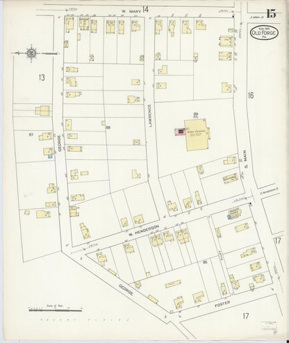 Sanborn Fire Insurance Map from Old Forge, Lackawanna County, Pennsylvania (1914), Sheet #0015 - Historic Sanborn Fire Insurance Map Print, vintage old map wall art, antique decor, genealogy gift, Pennsylvania Pennsylvania map